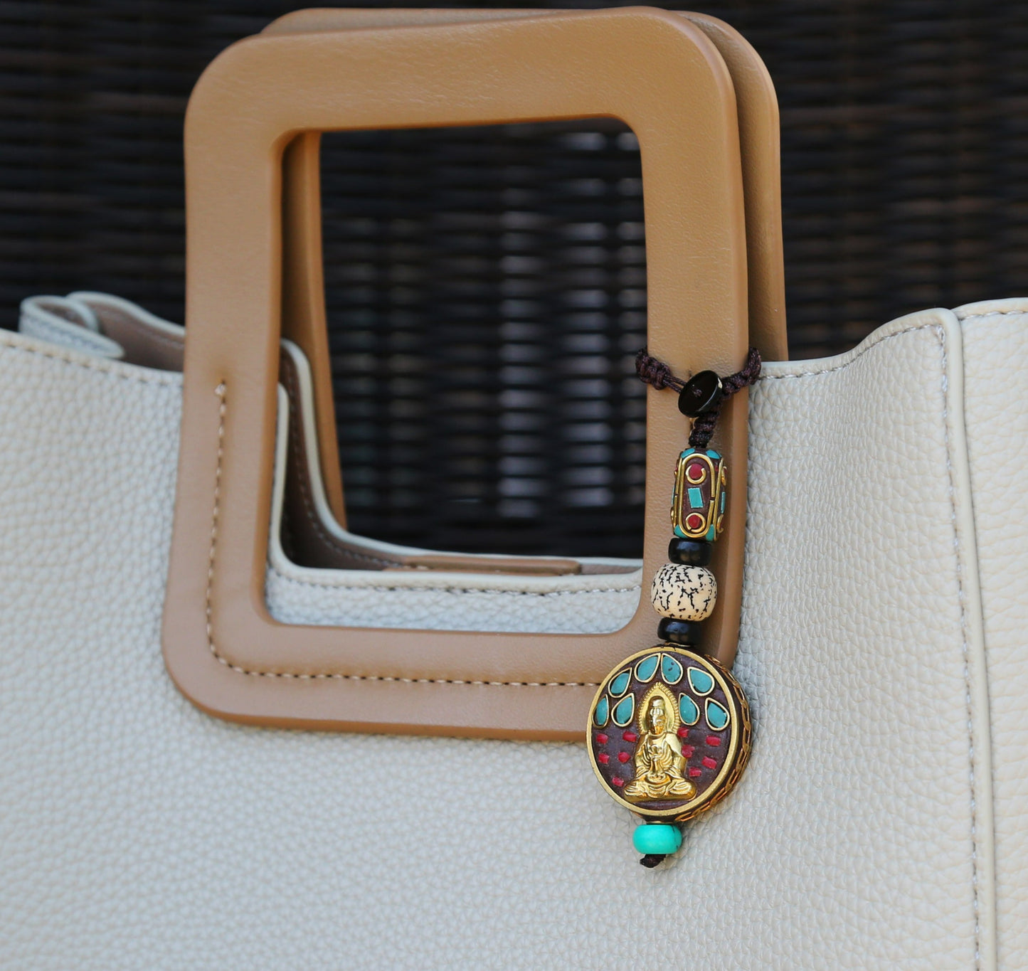 Rain Buddha Buddhist Protection Keychain Zipper Charm, Tibetan Buddhism Rearview Mirror Charm, Chinese Car Charm Lanyard Keychain (R)