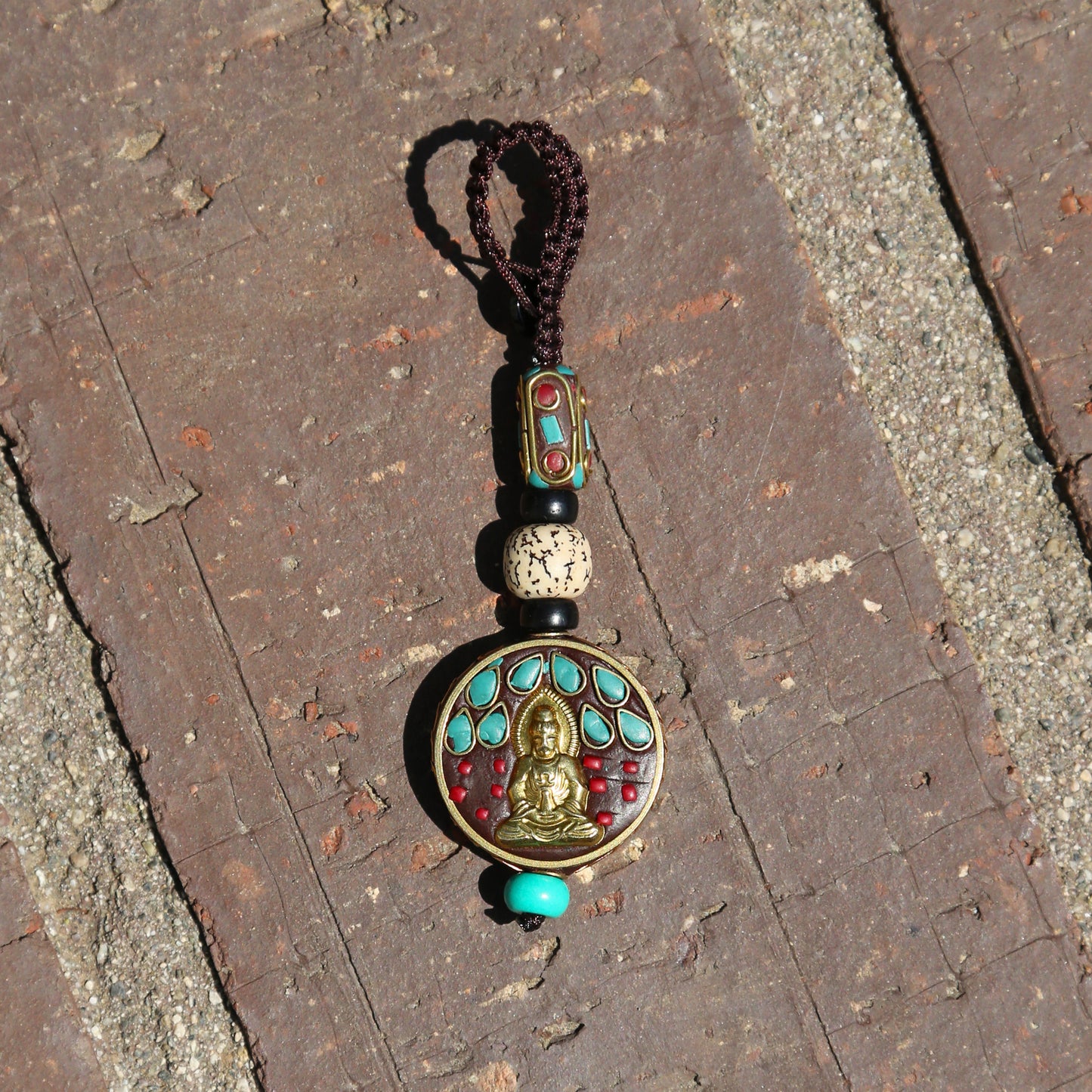 Rain Buddha Buddhist Protection Keychain Zipper Charm, Tibetan Buddhism Rearview Mirror Charm, Chinese Car Charm Lanyard Keychain (R)