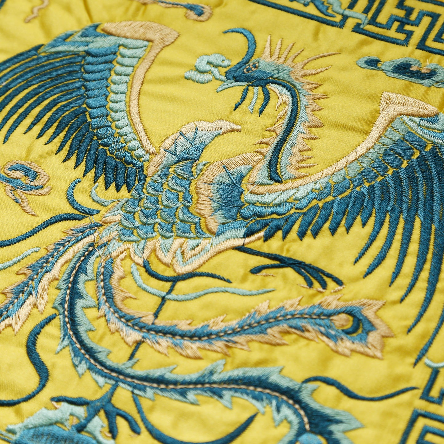 Traditional Chinese Phoenix Embroider Silk Brocade Shrine Table Cover Altar Cloth, 10.5”X10.5”, Purple/Yellow
