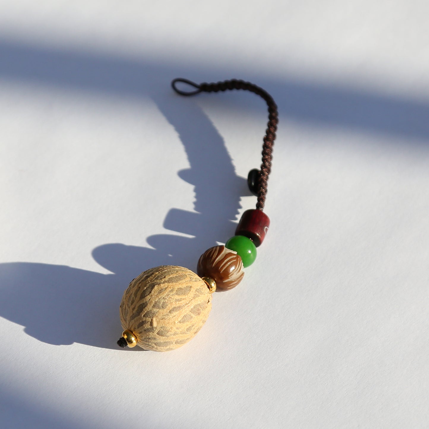 Bodhi Seed Buddha Protection Keychain Zipper Charm, Tibetan Buddhist Rearview Mirror Charm (R)