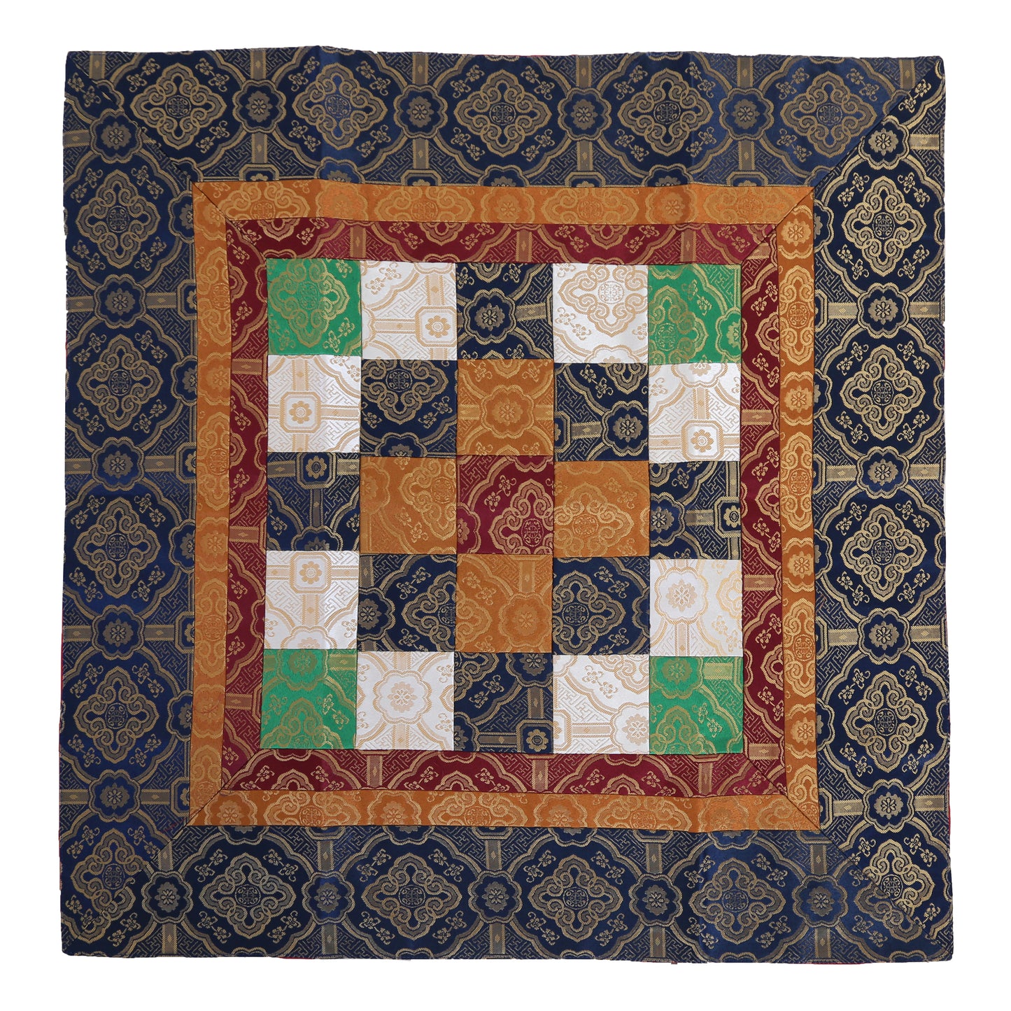 Traditional Tibetan Patchwork Brocade Shrine Table Cover Altar Cloth, 28”X28”