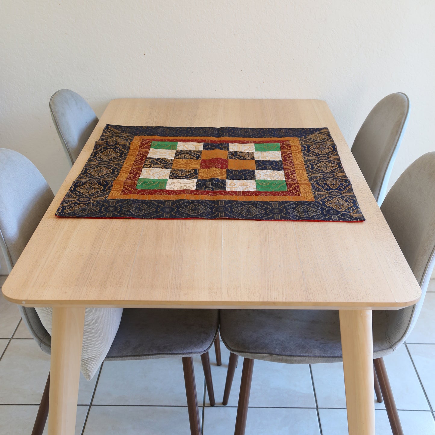 Traditional Tibetan Patchwork Brocade Shrine Table Cover Altar Cloth, 28”X28”