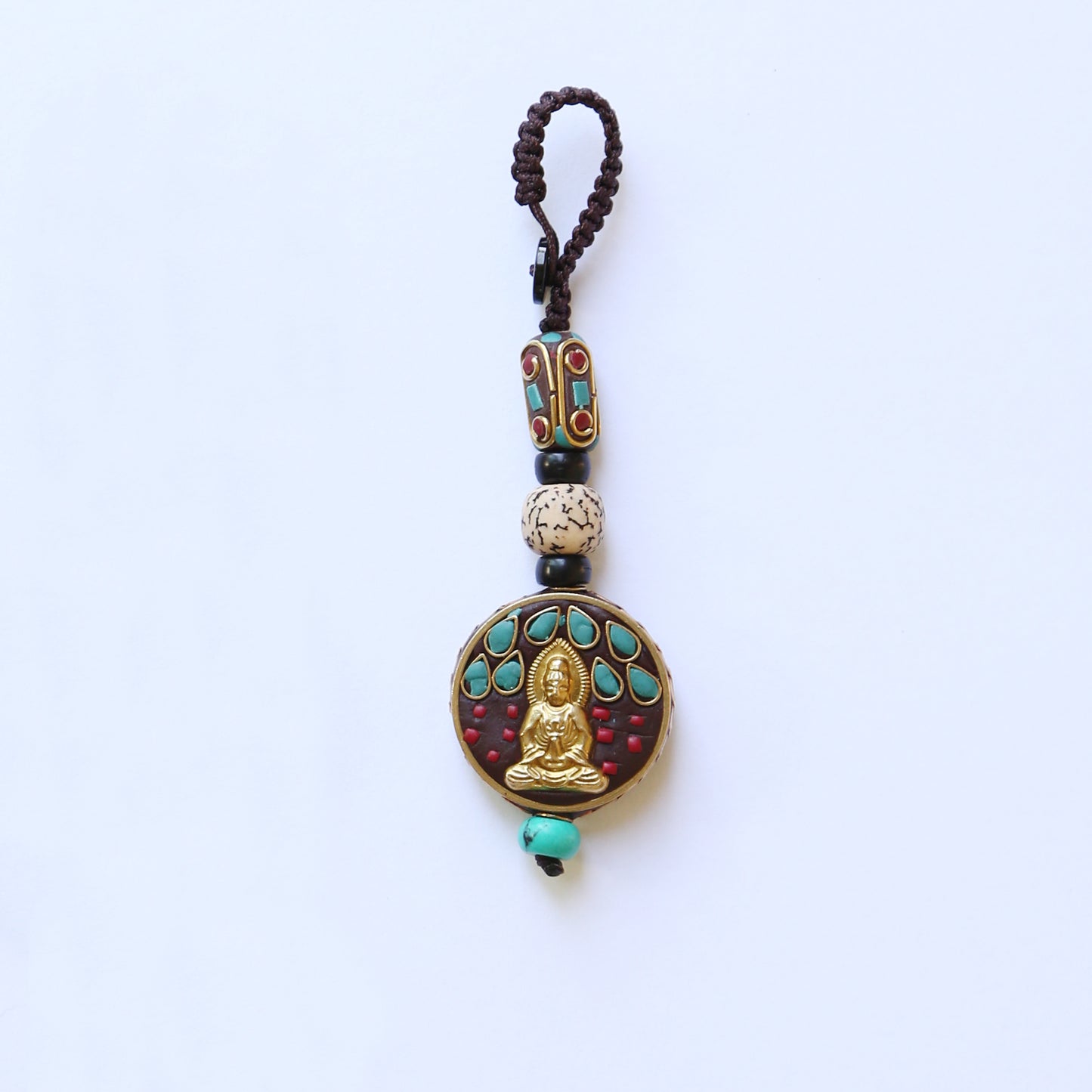 Rain Buddha Buddhist Protection Keychain Zipper Charm, Tibetan Buddhism Rearview Mirror Charm, Chinese Car Charm Lanyard Keychain (R)