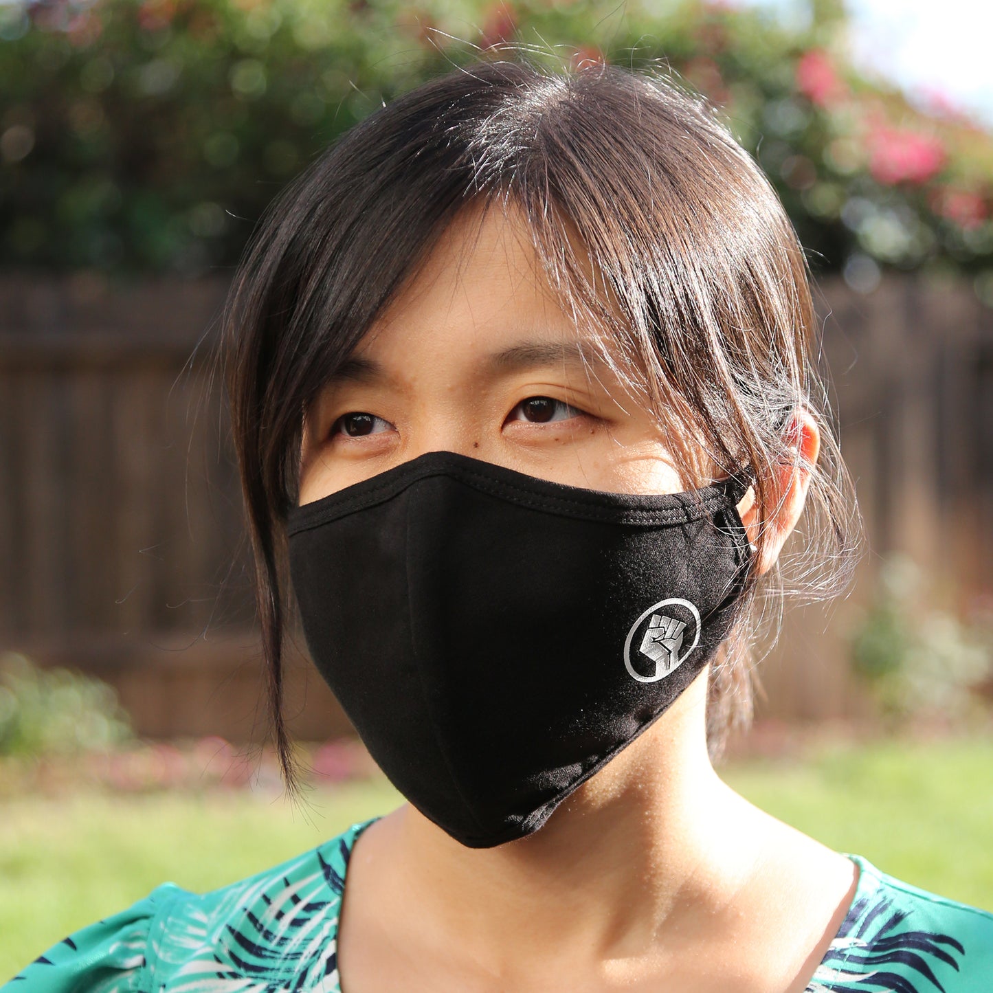 BLM Reusable Cloth Face Mask Covering, Black Lives Matter Fist Logo 2-Layer Cotton Outdoor Mask