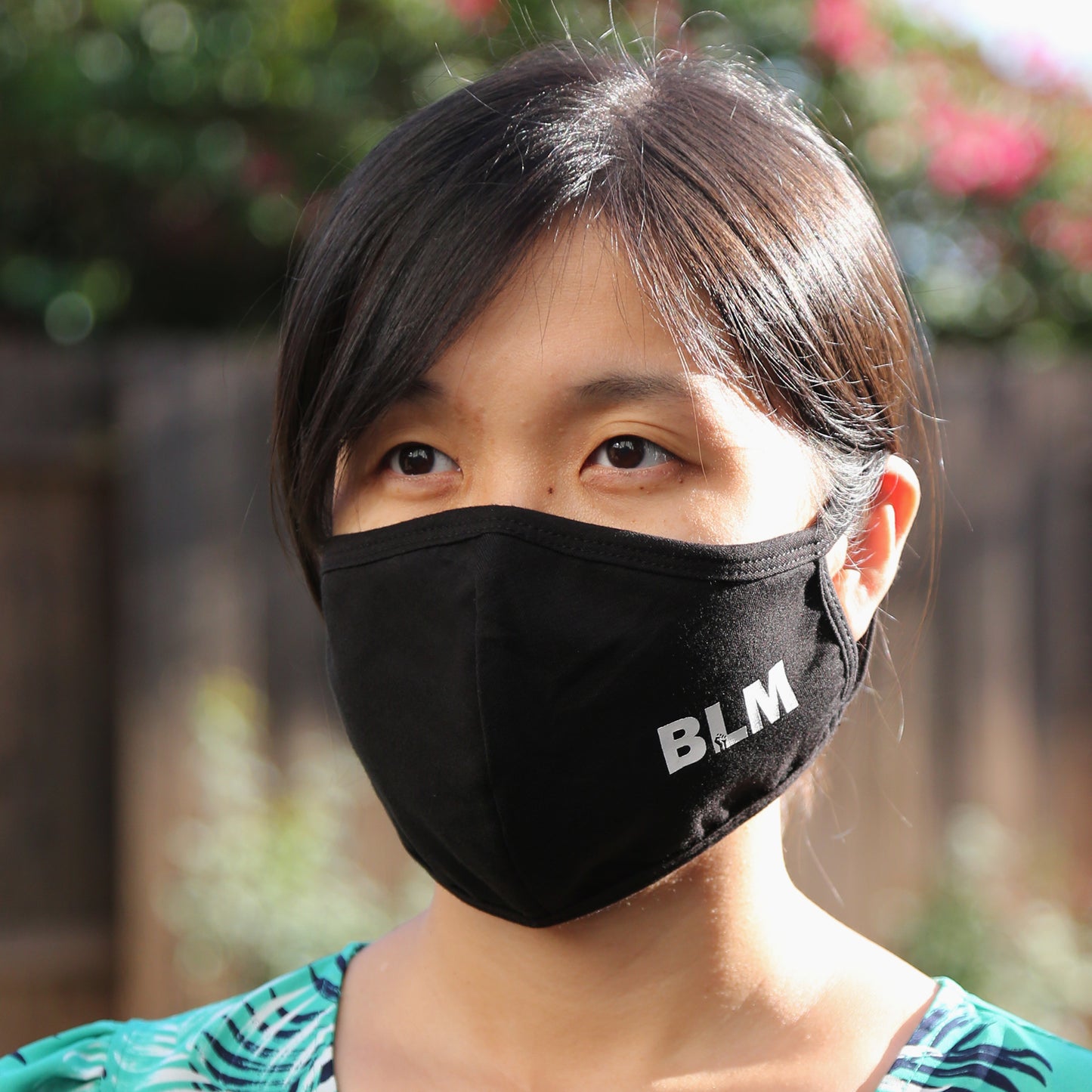 BLM Reusable Cloth Face Mask Covering, Black Lives Matter Letter Logo 2-Layer Cotton Outdoor Mask