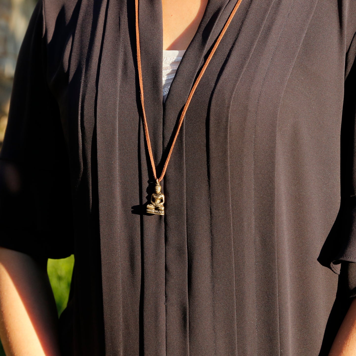 Tibetan Vintage Buddha Adjustable Necklace, Protection Rear View Mirror Charm #20 - ZentralDesigns