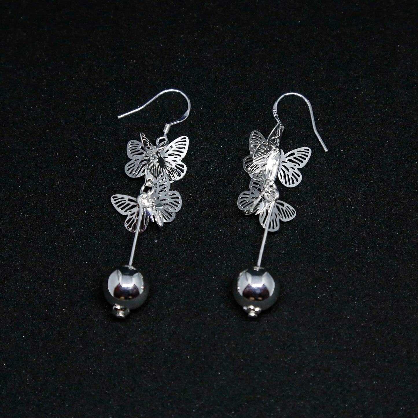 Butterfly Silver Boho Chic Dangle and Drop Earrings, Bali Style Jewelry - ZentralDesigns
