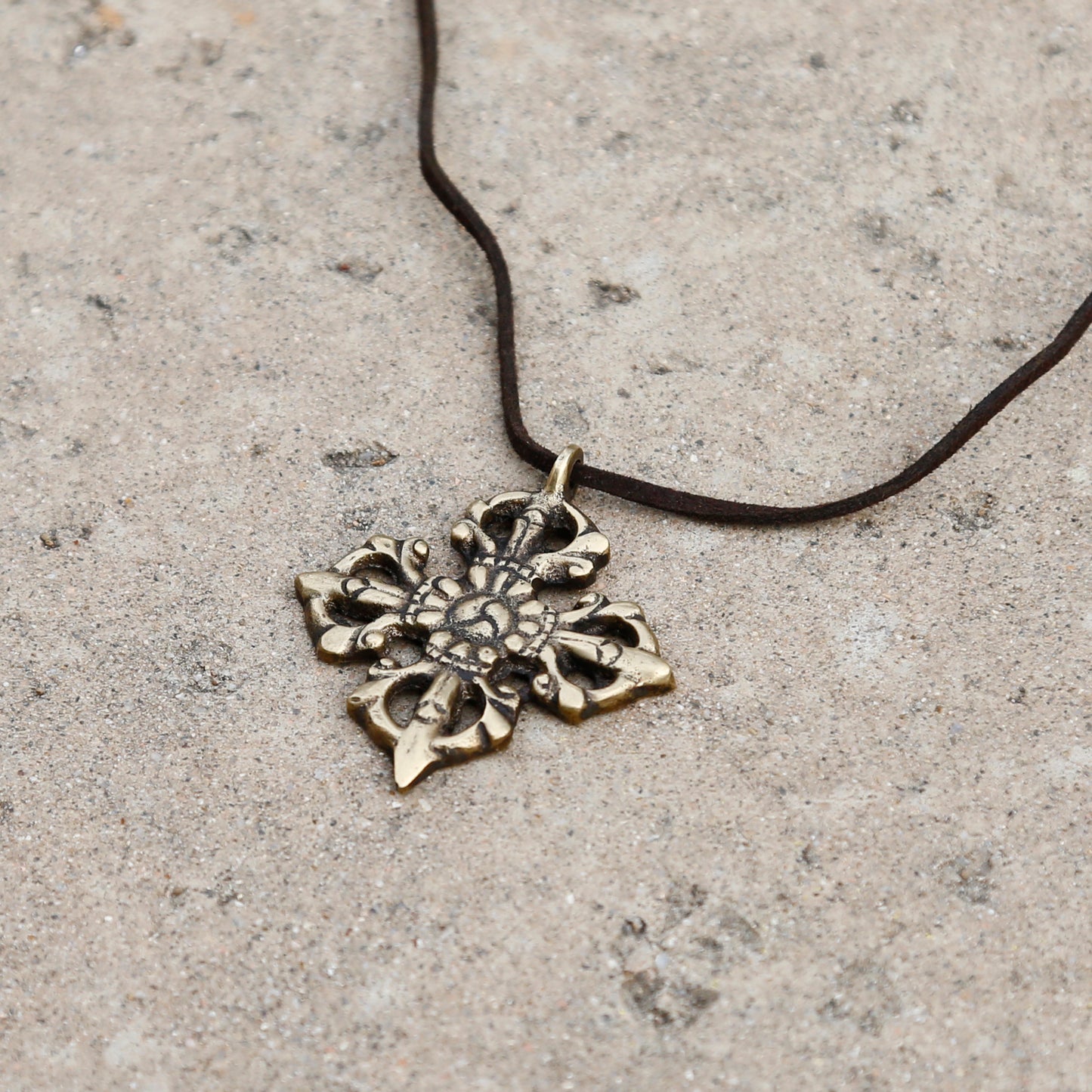 Adjustable Tibetan Buddhism Vajra Symbol Necklace, Buddhist Rear View Mirror Charm #24 - ZentralDesigns