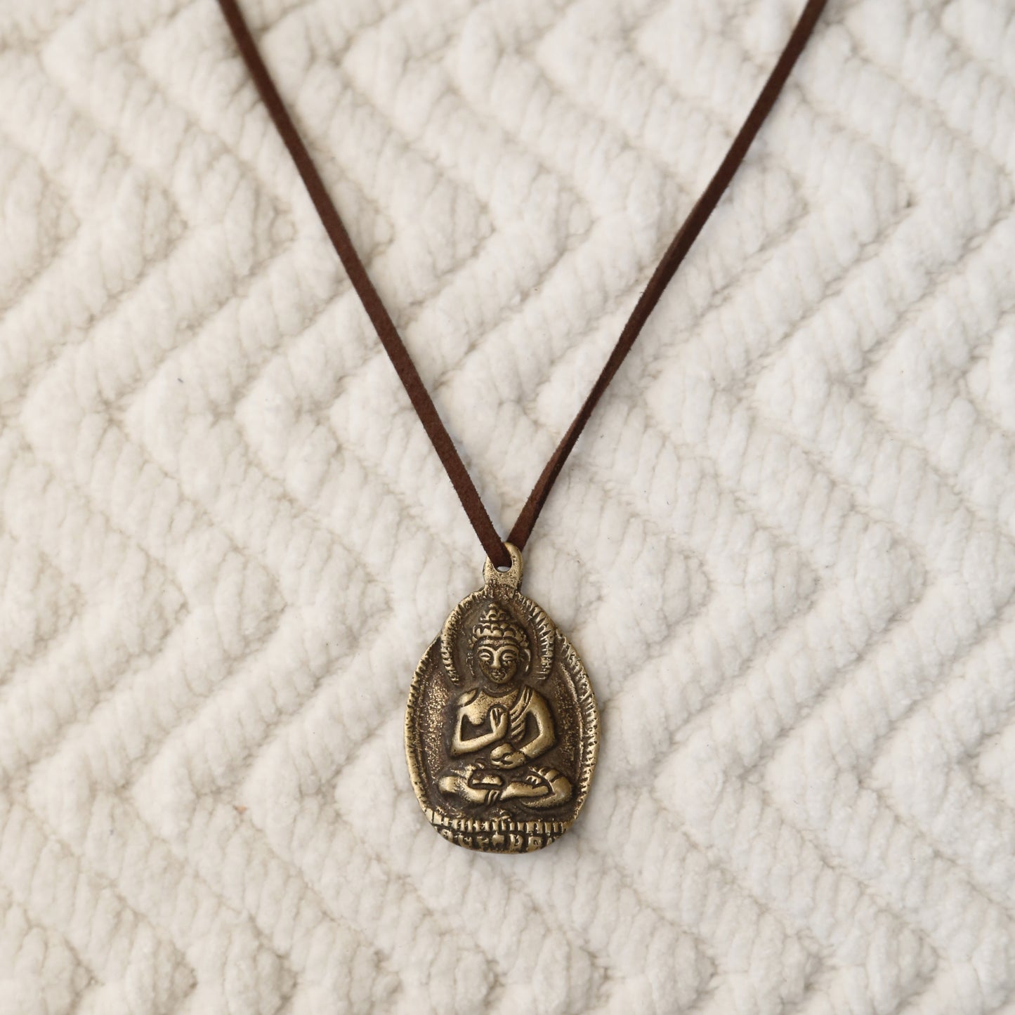 Tibetan Buddha Symbol Adjustable Necklace, Rear View Mirror Charm #9.