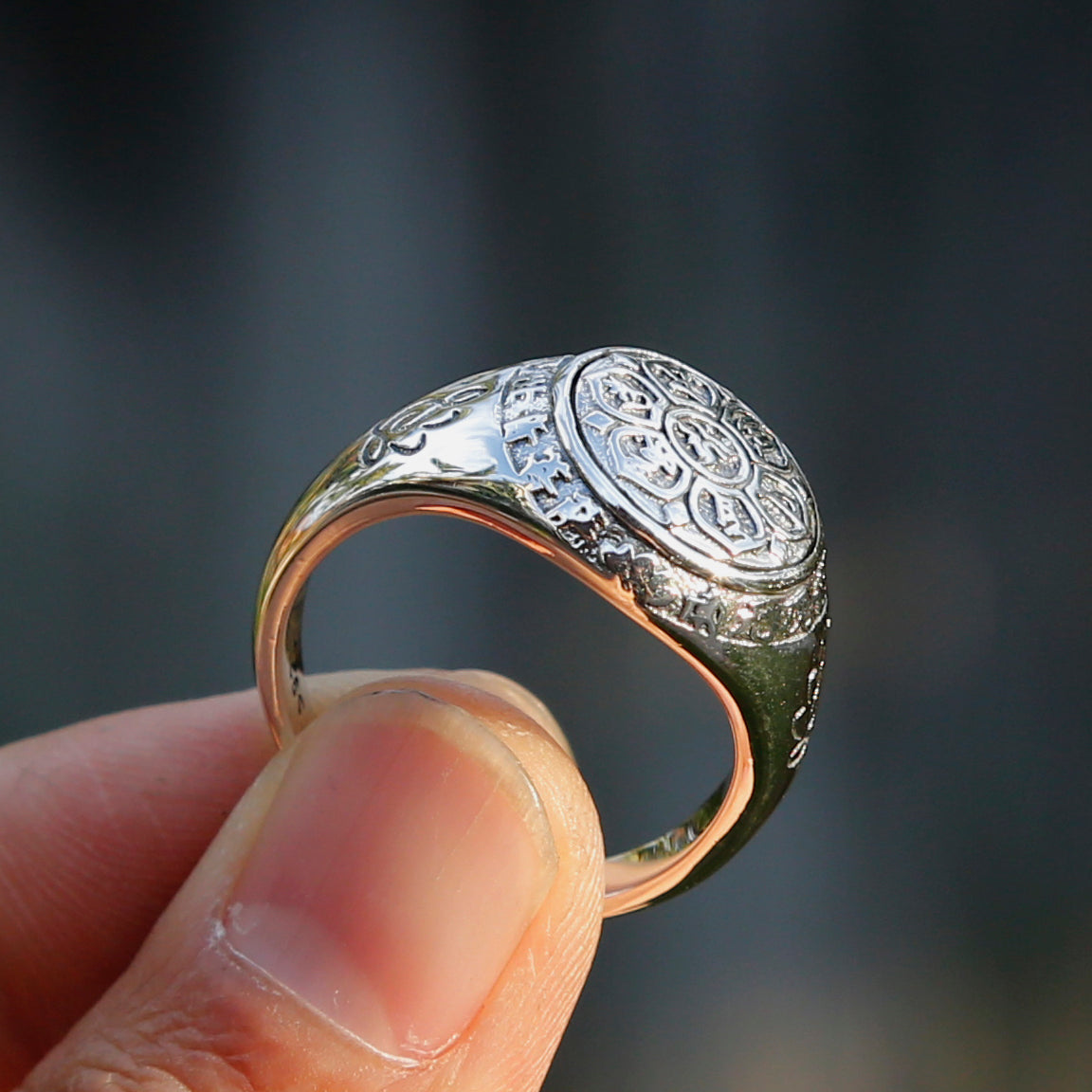 Guan Yin Bodhisattva Buddhist Prayers Symbols Sterling Silver Ring, Tibetan Buddhist Ring.