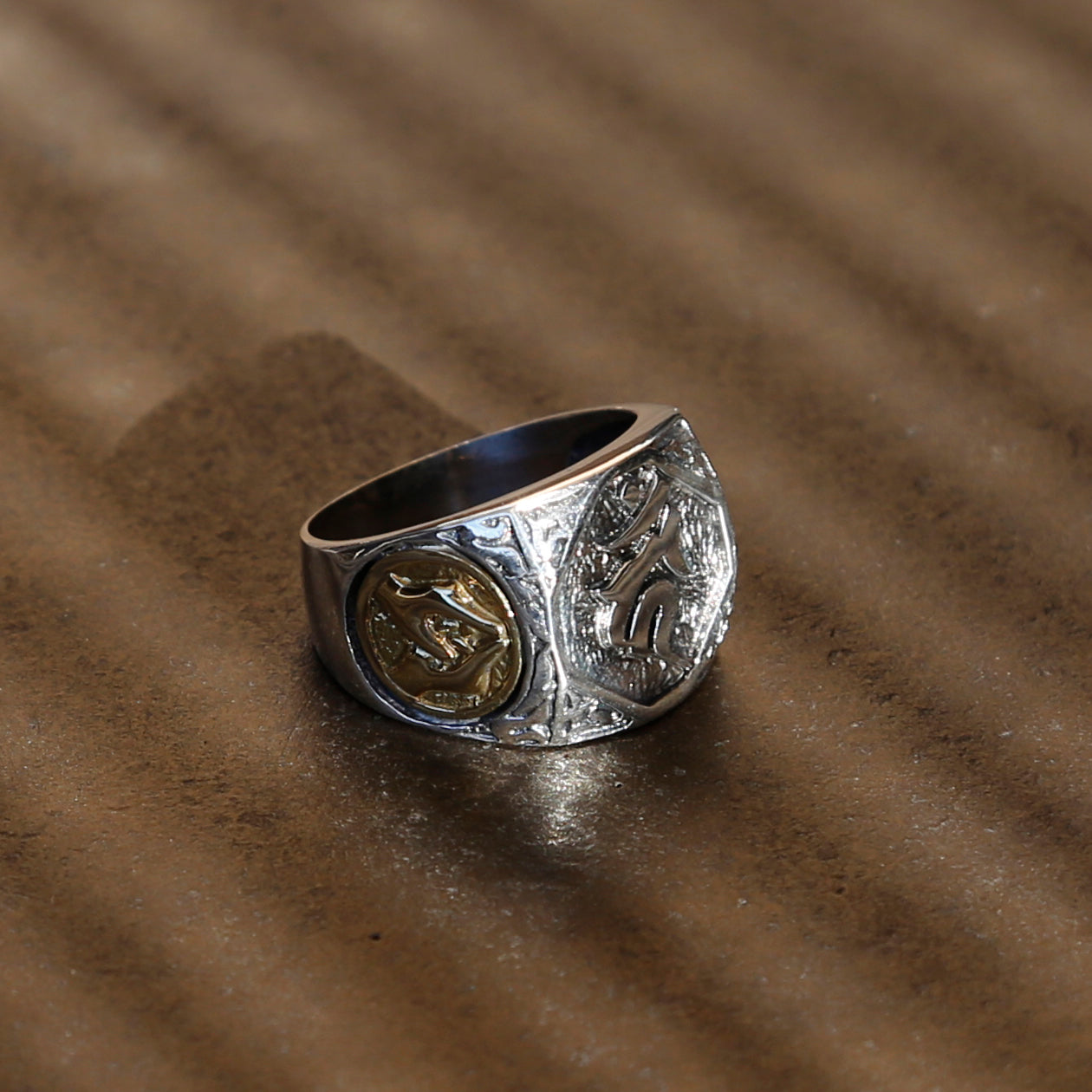 Buddhist Symbols and Praying Hands Sterling Silver Ring, Tibetan Buddhist Prayer Ring - ZentralDesigns