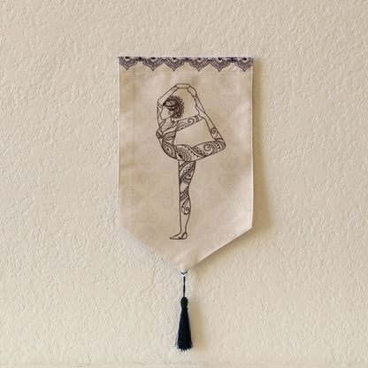 Yoga Meditation Small Canvas Tapestry Wall Hanging, 9.5"X16", Buddhist Om Asian Chinese Indian Wall Art Decor