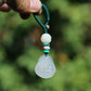 Carved Maitreya Buddha Keychain Lucky Bag Charm, White Jade-Look Resin Pendant Zipper Charm, Tibetan Buddhism Car Mirror Charm Lanyard (S)
