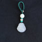 Carved Maitreya Buddha Keychain Lucky Bag Charm, White Jade-Look Resin Pendant Zipper Charm, Tibetan Buddhism Car Mirror Charm Lanyard (S)
