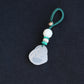 Carved Maitreya Buddha Keychain Lucky Bag Charm, White Jade-Look Resin Pendant Zipper Charm, Tibetan Buddhism Car Mirror Charm Lanyard (S)