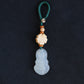 Carved Buddha Keychain Lucky Bag Charm Zipper Charm, White Jade-Look Resin Pendant, Tibetan Buddhism Car Mirror Charm Lanyard (S)