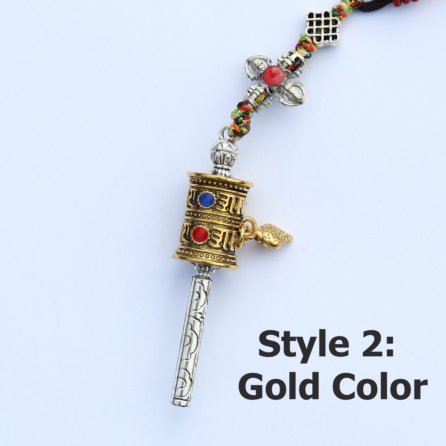 Tibetan Buddhist Prayer Wheel Protection Zipper Charm, Buddhism Rearview Mirror Charm, Tibetan Style Keychain Car Charm (R)