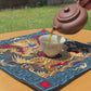 Oriental Chinese Dragon Silk Brocade Shrine Table Cover Altar Cloth, 10.5”X10.5”, Yellow/Red/Black
