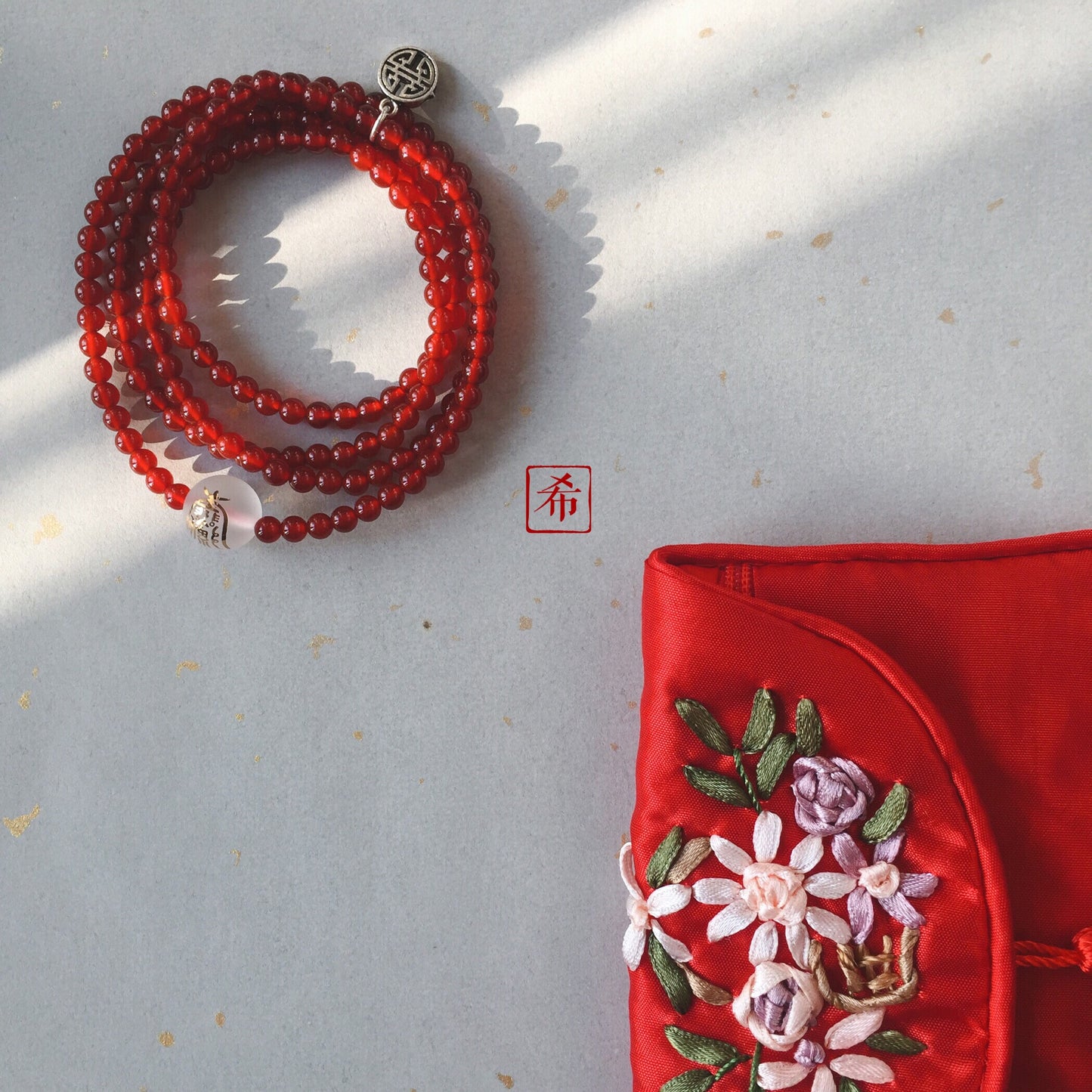 Bright Happiness Taoist Red Onyx Bracelet.