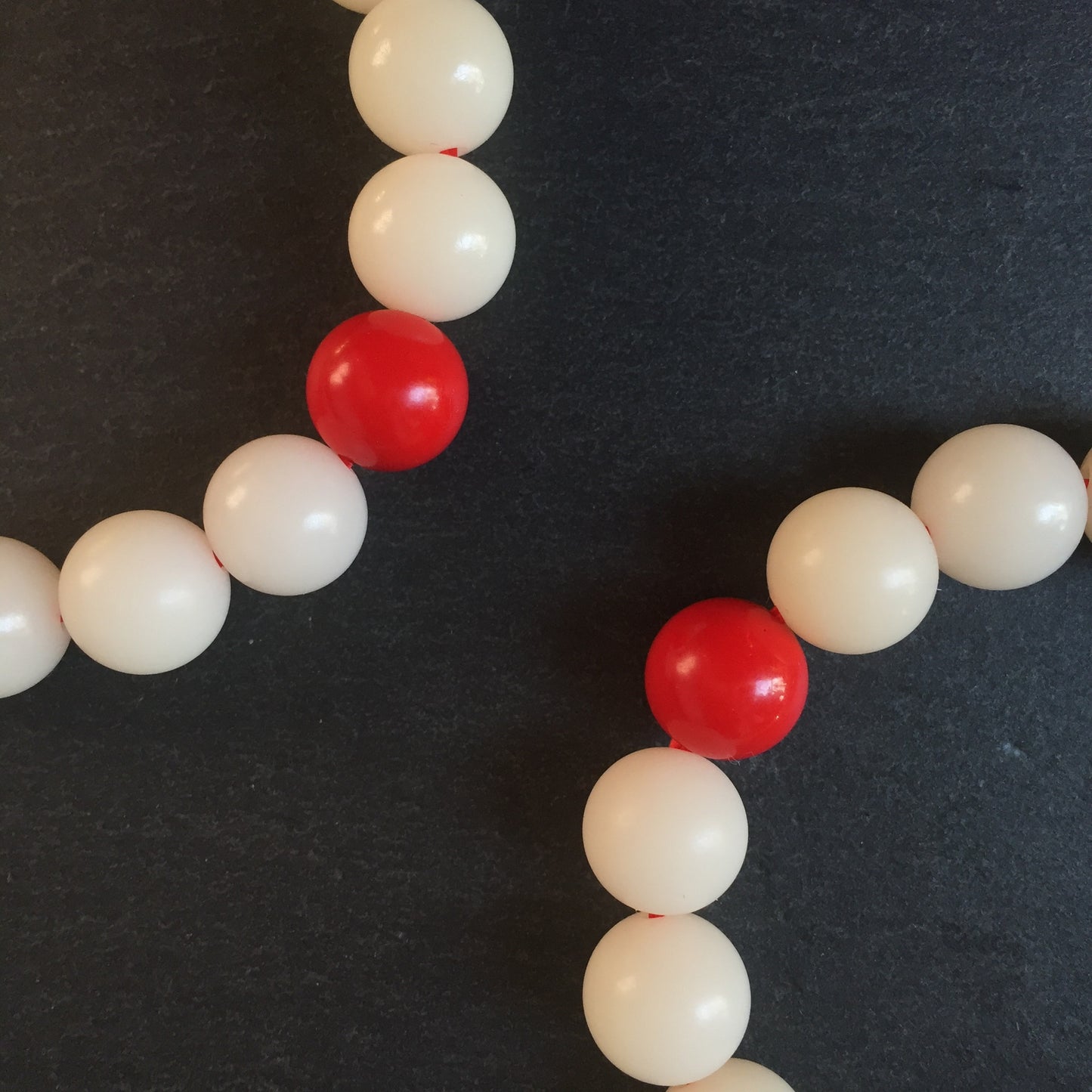 Creamy White Bodhi Seed Mala Bracelet with Red Cinnabar Bead.