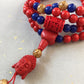 Buddha Red Cinnabar 108 Bead Mala Necklace, Red Stone Wrap Bracelet Wrist Mala.