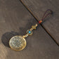 Gold Color Large Tibetan Talisman & Ashtamangala Protection Charm Keychain Lanyard, Chinese Bagua Car Charm (T)