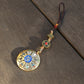 Gold Color Large Tibetan Talisman & Ashtamangala Protection Charm Keychain Lanyard, Chinese Bagua Car Charm (T)