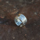 Shiny Glossy Lotus with Buddhist Sutra Adjustable Silver Ring, Tibetan Buddhist Ring, Om Ring (S)