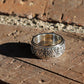 Embossed Tibetan Ashtamangala Sterling Silver Spinner Ring, Eight Auspicious Symbols Ring - ZentralDesigns