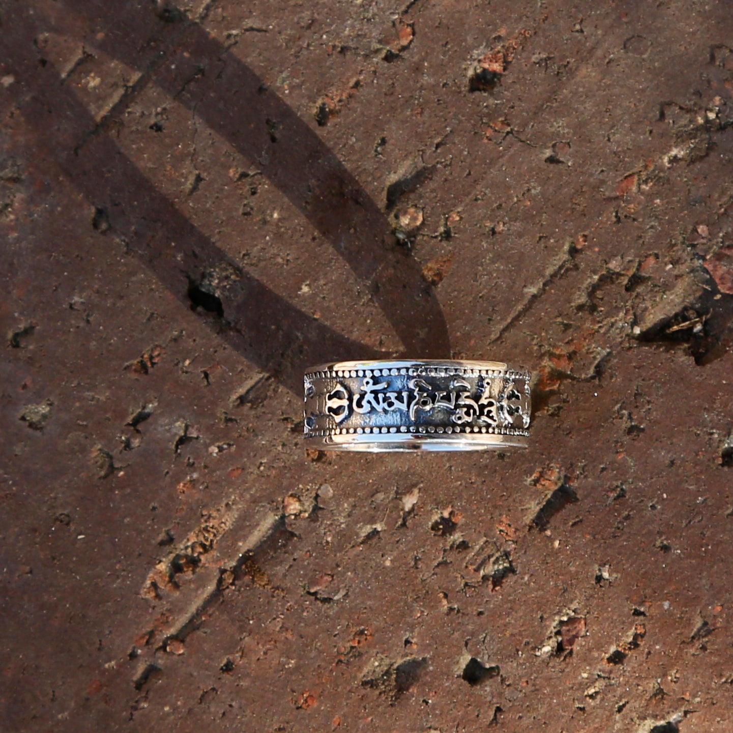 Tibetan Buddhist Prayers Vajra OM Silver Ring, Buddhism Symbols Mens Ring - ZentralDesigns
