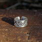 Vintage Style Engraved Peony Adjustable Silver Ring, Buddhist Sutra Mens Ring - ZentralDesigns