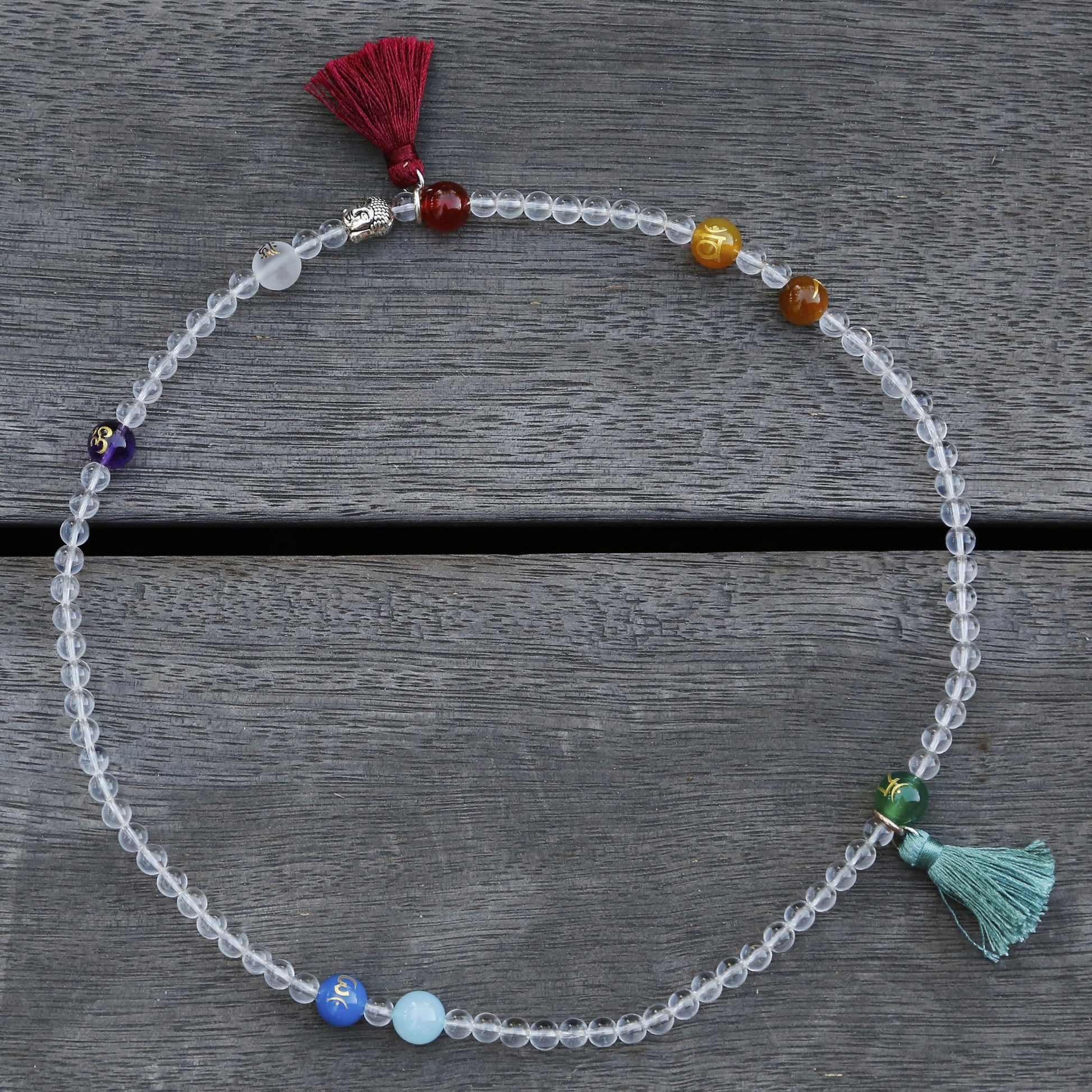 Yoga Energy Flow Chakra Quartz Crystal Bracelet, Buddhist Mala Bracelet.