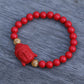 Buddha Charm Red Cinnabar Beaded Bracelet.