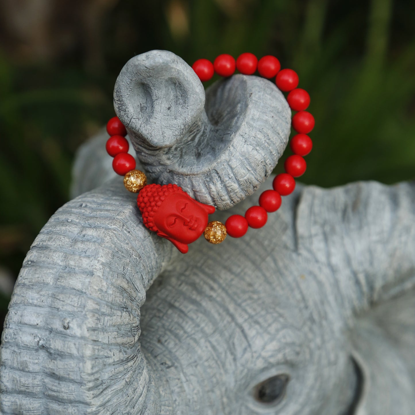 Buddha Charm Red Cinnabar Beaded Bracelet.