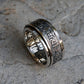 Tibetan Buddhist Prayer Silver Spinner Ring, Mens Meditation Ring, Buddhist Symbol Ring - ZentralDesigns