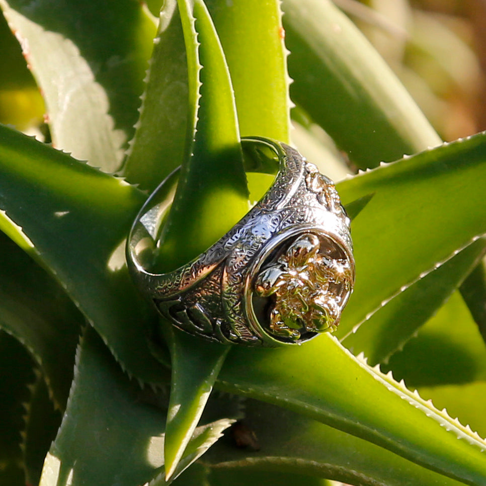 Lord Ganesha Buddhism Sterling Silver Mens Ring, India Buddhist Prayers Om Ring, Mens Meditation Ring - ZentralDesigns