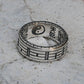 Yin Yang Sterling Silver Mens Spinner Ring, Chinese Taoist Ba Gua Meditation Ring.