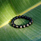 Ninja 9 Hand Seals Black Onyx Mens Bracelet, Japanese Ninja Kanji Beaded Bracelet.