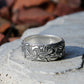 Embossed Lotus Vintage Style Silver Ring, Tibetan Buddhism Ring, Buddhist Prayer Om Ring - ZentralDesigns